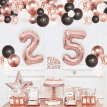 1 quả bóng bay lá vàng hồng 40 inch dùng cho tiệc sinh nhật, trang trí sự kiện kỷ niệm và trang trí tốt nghiệp, Giáng sinh - Hoa hồng vàng - Xem 4