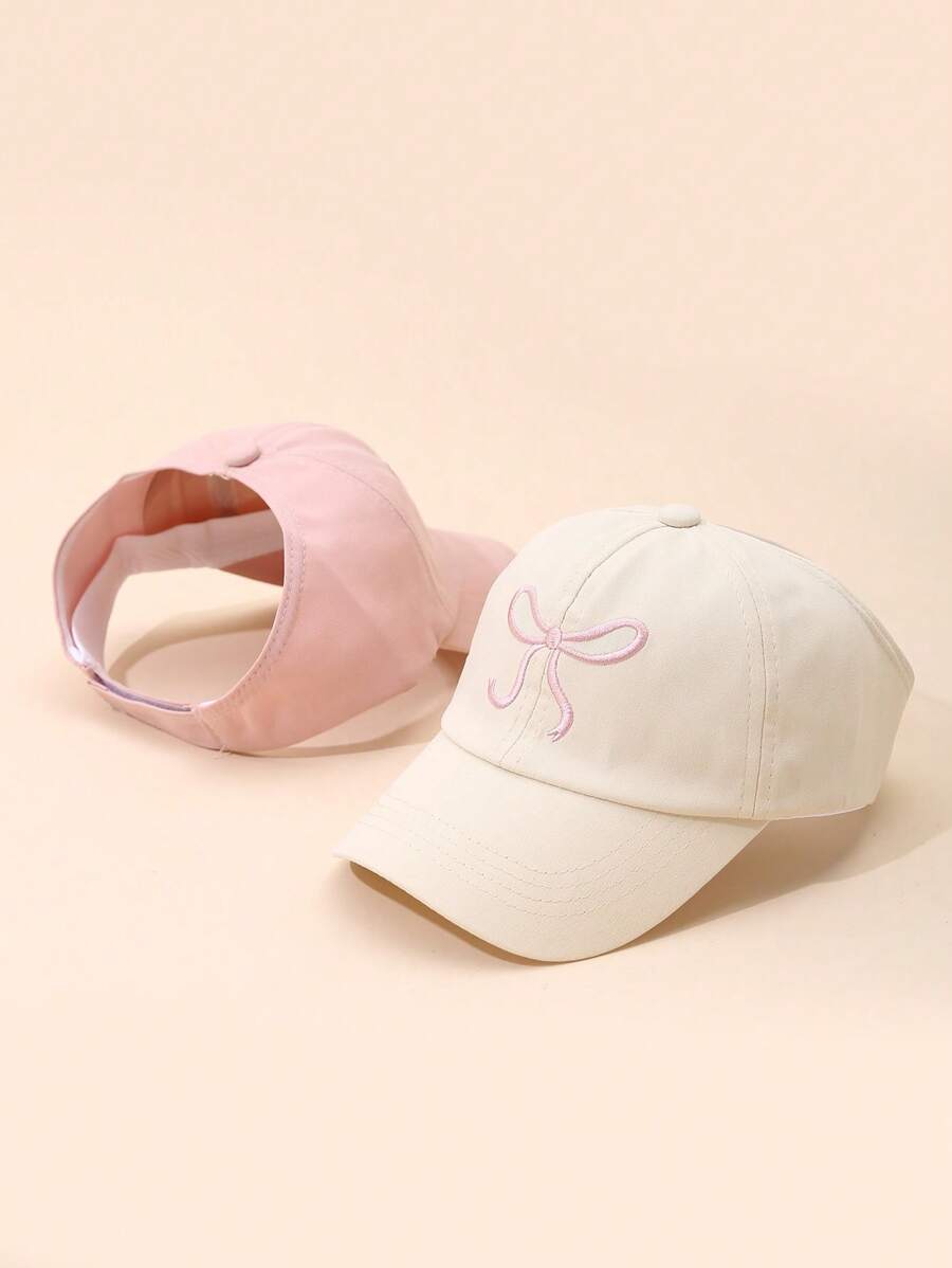 Bow Decor Girls' UV Ion Sun Hat, Kids Fashion Visor Cap, Half-Brim Princess Summer Sun Hat - Multicolor - View 1