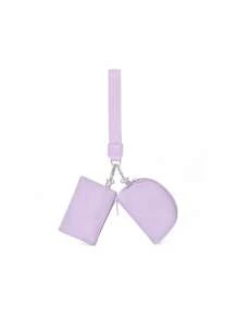 1 pieza Billetera llavero de doble bolsillo, Monedero de muñeca mini, Monedero portátil desmontable con correa para la muñeca, Carteras pequeñas, Bolsas de almacenamiento mini que ocupan menos espacio y son talla grande ligeras. Se puede guardar fácilmente en bolsillos, mochilas y bolsos, y es un excelente accesorio para diferentes escenarios como viajes, fitness y compras - Color rosa + beige