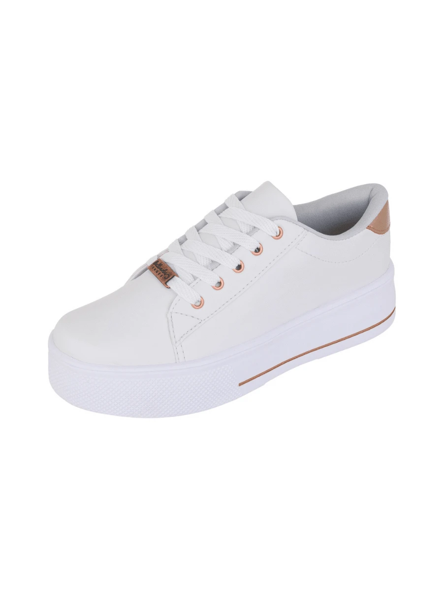 Tênis Feminino Branco Casual Confotável Colorido Básico Rosé Bellinda Shoes - Rosê - Visão 5