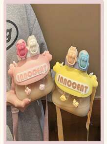 Children's Squeeze Bottle With Adhesive Flip Straw And Rope 1200ml - Nhiều màu - Xem 7