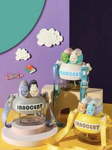 Children's Squeeze Bottle With Adhesive Flip Straw And Rope 1200ml - Nhiều màu - Xem 3