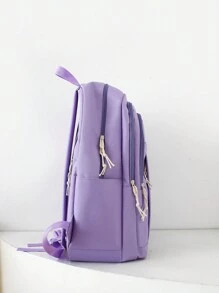 Women's Plaid College Style Backpack, Crossbody Bag, Pencil Case And Casual Student Backpack Set, Preppy & School Bag Set For The First Day Of School - Purple - View 5