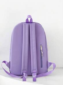 Women's Plaid College Style Backpack, Crossbody Bag, Pencil Case And Casual Student Backpack Set, Preppy & School Bag Set For The First Day Of School - Purple - View 6