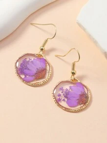 1 对不对称白色和彩色真干雏菊满天星花卉时尚耳环，适合女孩，度假风格 - 玫紅色 - 查看 4