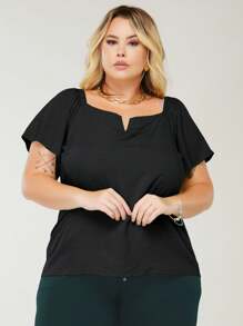 Plus Size Blouses - Black - View 2