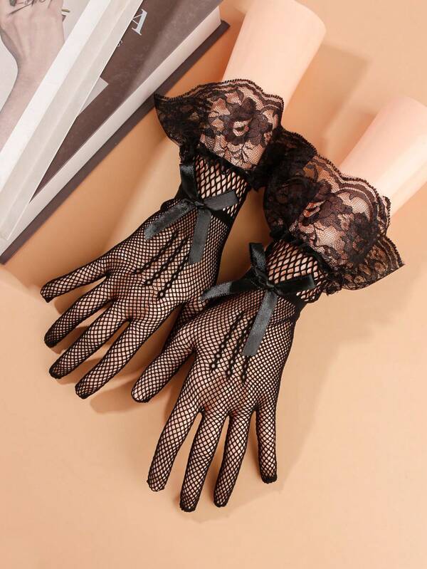 قفازات رسمية أداء مع فيونكة من الأطفال البنات، أعمار من 6 إلى 16 سنة