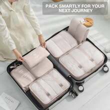 8 Set Travel Essentials, Suitcase Organizer Bags, Packing Cubes, Storage Bag, Travel Organizer Bags, Vacation Essentials, Travel Accessories, Cruise Essentials, Beach Essentials, Purse Essentials, School Supplies, Suitable For Organization And Storage - Màu be - Xem 5