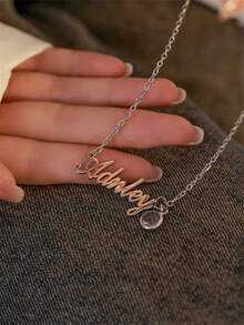 1 件定制名字项链，带诞生石，个性化名字项链，适合日常佩戴，生日吊坠礼物，送给女性，送给朋友的独特礼物，圣诞节/派对礼物，送给她的周年纪念礼物 - 銀色 - 查看 2