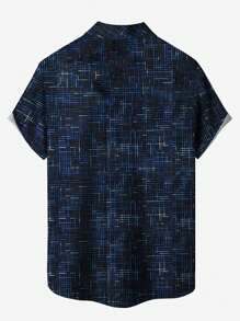 Men's Plus Size Hawaiian Vacation Casual Outdoor Geometric Line Art Pattern 3D Digital Print Lapel Pocket Loose Fit Holiday Leisure Short Sleeve Shirt - Multicolor - View 4