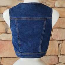 Chaleco de mezclilla con botones tipo blusa crop sexy juvenil moda chic - Azul - Ver 2