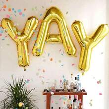 1入組40吋A-Z巨型金色字母氣球生日派對裝飾，Mylar鋁膜字母氣球可自由組合使用 - 彩色 - 查看 10