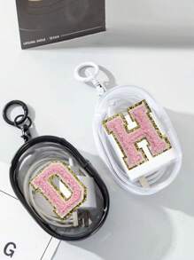 1pc Portable PVC Data Cable & Charger Storage Bag For Daily Use And Traveling, Earphone Case And Cellphone Organizer Power Bank Travel Bag Portable Charger Charger Case School College Back To School Headphone Case Cable Bag Electronic Bag Dorm Cable Organizer Home Camping - White - View 3