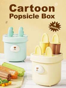 Molde para paletas de helado caseras con forma de caja de paletas de hielo con dibujos animados, molde para paletas de helado de frijol rojo y frijol mungo, molde para cubitos de hielo y caja para helado - Multicolor - Ver 13