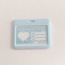 1pc Pink Sliding ID Badge Holder Hard Plastic Vertical Badge Protector Case For Office,School,ID Credit Cards,Proximity Key Cards,Back To School Back To School - Multicolor - View 8