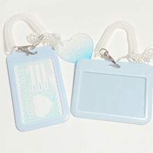 1pc Pink Sliding ID Badge Holder Hard Plastic Vertical Badge Protector Case For Office,School,ID Credit Cards,Proximity Key Cards,Back To School Back To School - Multicolor - View 6