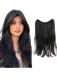 22 Inches U-Shaped Hair Extension Synthetic Hair Long Straight Clip In Hair Extensions Wig Pieces For Women - Multicolor - View 13