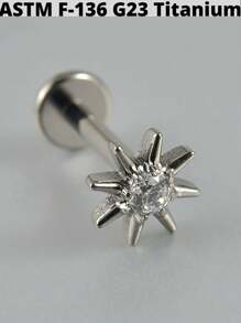 1 Stück Kubischer Zirkonia Sonne G23 Titan Knorpel Ohrringe Stecker 16G Innengewinde Stern Helix Cz Kubisch Zirkonia Blumen Ohr Tragus Piercing Schmuck Valentinstag