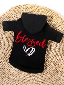 1 Thú Cưng Họa Tiết Chữ Áo Len Có Mũ Thời Trang Thường Ngày Cho Chó Mèo Nhỏ Và Vừa, Mùa Thu Đông - màu đen - Xem 8