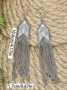 TopHanqi Metal Tassel Drop Earrings