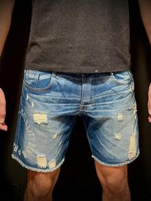 Men Denim Shorts - Màu xanh lam - Xem 1