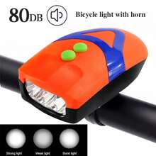 1pc 3LED Bicycle Horn Front Light, Mountain Bike Night Riding Bright Lighting Lamp, High Decibel Warning Horn - Multicolor - View 4