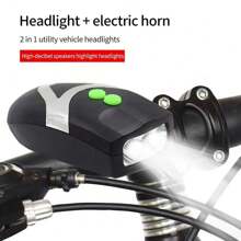 1pc 3LED Bicycle Horn Front Light, Mountain Bike Night Riding Bright Lighting Lamp, High Decibel Warning Horn - Multicolor - View 2