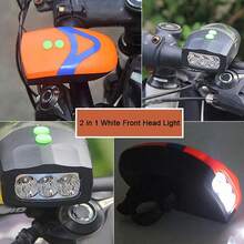 1pc 3LED Bicycle Horn Front Light, Mountain Bike Night Riding Bright Lighting Lamp, High Decibel Warning Horn - Multicolor - View 10