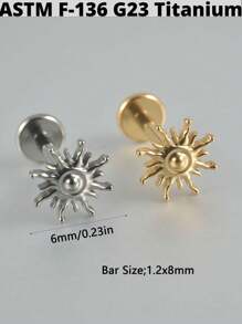 1 Stück Kubischer Zirkonia Sonne G23 Titan Knorpel Ohrringe Stecker 16G Innengewinde Stern Helix Cz Kubisch Zirkonia Blumen Ohr Tragus Piercing Schmuck Valentinstag