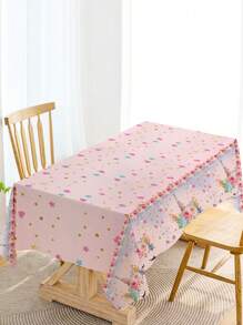 1pc 130*220cm Pink Unicorn Pattern Disposable Tablecloth, Suitable For Parties, Gender Reveal Parties, Birthday Parties, Home Decor, Birthday Decor, Outdoor Picnics, Back To School, Valentine's Day And Other Occasions - Unicorn - View 7