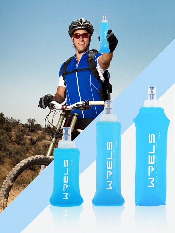 WRELS 1 peça Garrafa Dobrável Portátil de Água Macia Esportiva em Azul Menta de 150ml/250ml/500ml para Homens e Mulheres Adequada para Corrida, Acampamento e Fitness