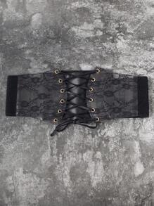 1pc Women's Dark Fashion Vintage Elastic Waist Cincher Corset, Suitable For Halloween Night Party Or Daily Wear - Black - View 4