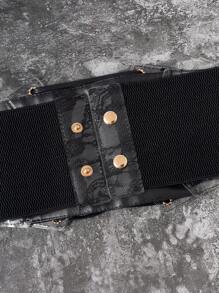 1pc Women's Dark Fashion Vintage Elastic Waist Cincher Corset, Suitable For Halloween Night Party Or Daily Wear - Black - View 8