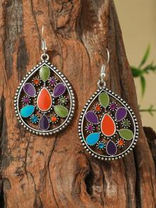 TopHanqi 1pair Vintage  Water Drop & Round Shape Pendant Earrings, Fashion Jewelry Accessory For Women, Suitable For Daily, Office, Party, Gift - Multicolor - View 7