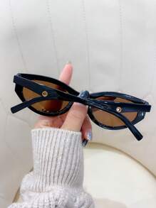 1pc Women's Square Frame Fashionable Plastic Fashion Glasses, Suitable For Outdoor Travel - Coffee Brown - View 3