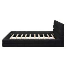 MERAX Queen Size Upholstered Platform Bed With Thick Fabric, Grounded Bed With Solid Frame - Black - View 6