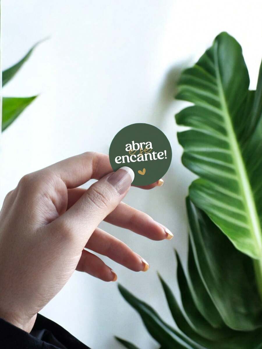 Adesivo para embalagem 3x3 etiqueta redondo obrigada pela compra - Verde - Visão 1