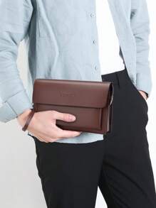 个性化新款男士米兰印花胸包/腰包，方便携带，可用作单肩手机包、休闲通勤斜挎包/腰包/旅行包，情人节礼物，情人节 - 棕色 - 查看 7