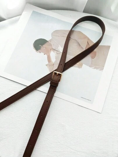 1入組可調節單色人造皮革經典包包，替換肩帶