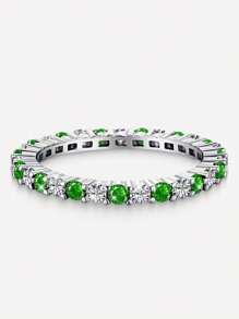 1枚优雅奢华立方氧化锆戒指，S925纯银承诺戒指，永恒戒指，精美珠宝礼品，女士之选 - 間隔戒指 - 查看 9