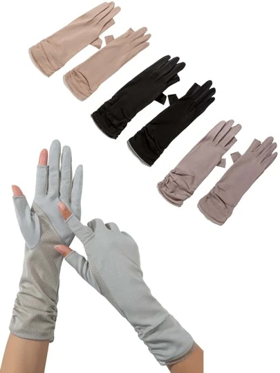 1 par de guantes sin dedos para mujeres con protección UV, guantes de media mano para bloquear el sol para pesca, conducir y actividades al aire libre en verano