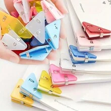 10 piezas de sujetalibros triangulares multiángulo y coloridos, clips de fijación prácticos, ajustables, antideslizantes, estante de almacenamiento de escritorio que ahorra espacio para carpetas, papeles y libros. Material plástico. Organizador de archivos, imprescindible para el inicio del año escolar y para la oficina. (Color al azar) - Multicolor - Ver 4