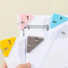 10 piezas de sujetalibros triangulares multiángulo y coloridos, clips de fijación prácticos, ajustables, antideslizantes, estante de almacenamiento de escritorio que ahorra espacio para carpetas, papeles y libros. Material plástico. Organizador de archivos, imprescindible para el inicio del año escolar y para la oficina. (Color al azar) - Multicolor - Ver 2