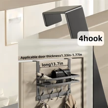 Hook Storage Rack - Door Back Hook Towel Rack, Coat Hanger For Door, Fits 1.33-1.77 Inch Door Thickness, Easy To Install