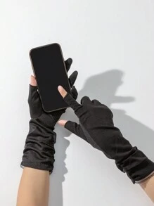 1 Pair Women Fingerless Gloves With UV Protection, Sun Block Half Finger Gloves For Fishing Driving Outdoor Activities Summer - Multicolor - View 10