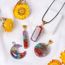 1入組天然療癒水晶礫石Ogen吊墜項鍊，可調節樹脂項鍊，男女均適用的護身珠寶 - 奧根滴膠吊墜 - 查看 8