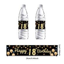 24pcs Black & Gold Birthday Theme Water Bottle Labels Decals - Black - View 3
