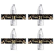 24pcs Black & Gold Birthday Theme Water Bottle Labels Decals - Black - View 8