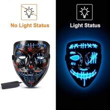 1Pack Halloween Purge Cold Light Mask One-Eye Masks ,Halloween Scary Mask,Led Light Up Masks For Festival Cosplay - Blue + Green + Red - View 5