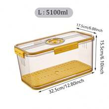 1PC Kitchen Food Storage Box, Transparent Fruit And Vegetable Preservation Box,  PET Material Refrigerator Preservation Box, Nut, Vegetable, Meat Freezing Preservation Boxes - Yellow - View 14
